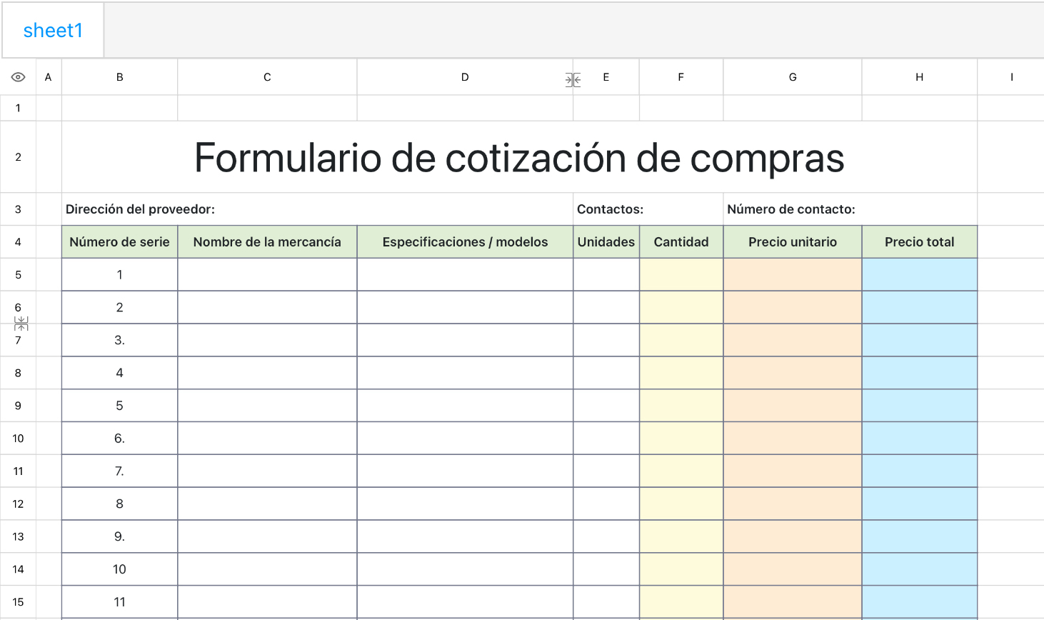 Formulario de cotización de compras